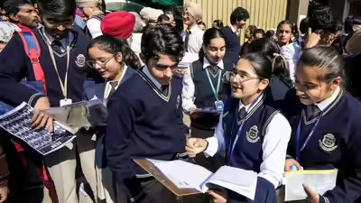 Amritsar students discuss after appearing for the first cbse board exam of 2025.jpg