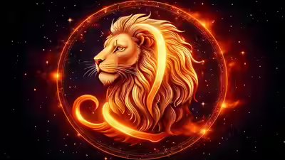 Firefly the leo zodiac symbol glowing in molten gold and fiery red surrounded by swirling flam 1.jpg