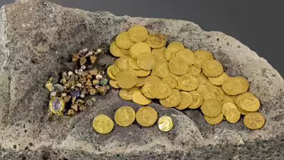 Metal detector uncovered a 1400 year old byzantine treasure hidden beneath a stone in israel.jpg