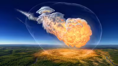 An artist39s impression of the tunguska airburst over central siberia on 30 june 1908.jpg