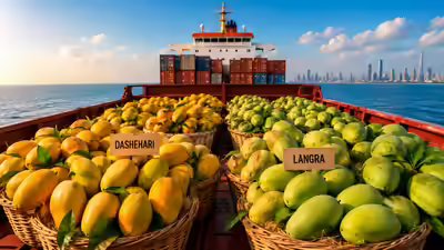 Up exports 125 tonnes dashehari langra mangoes to dubai by sea for first time.jpg