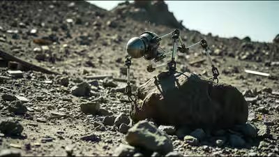 Robot navigates rocky terrain.jpg