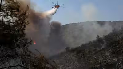 Two wildfires broke out minutes apart on the greek island photo cgtnofficial.jpg