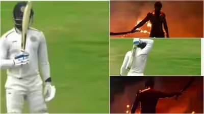Video ajay dev goud recreates prabhas salaar moment with bat fans react fb.jpg