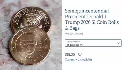 Trumps face debuts on us currency 1 coins run out of stock within hours.jpg